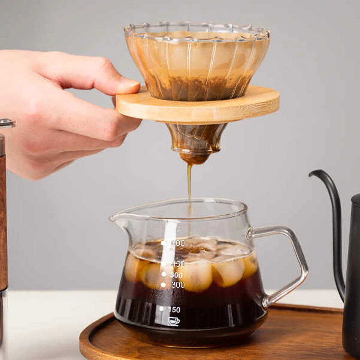 Pour Over Coffee Maker Set Glass Pot With Filter Coffee Dripper Brewer