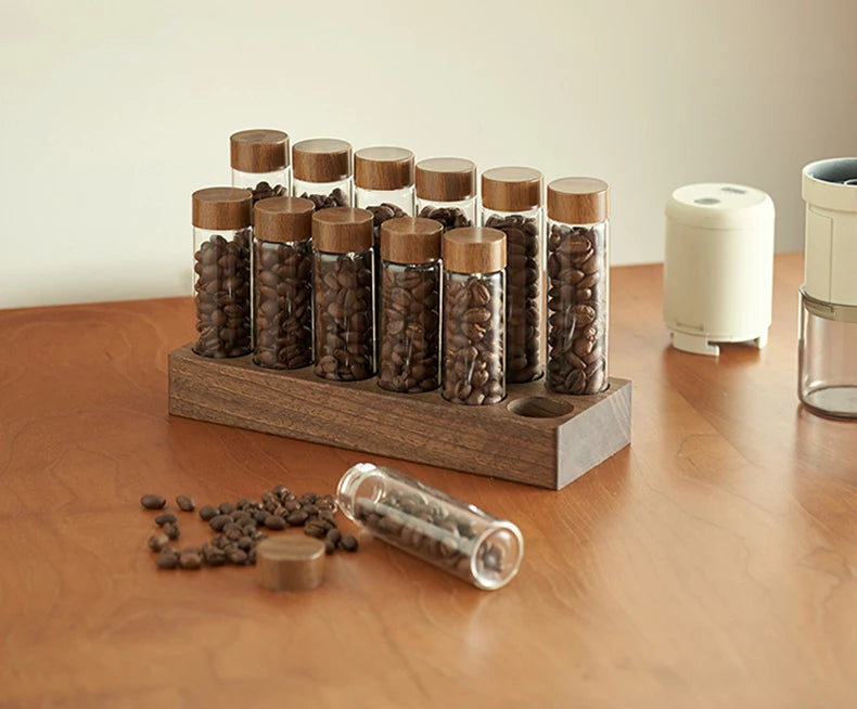 Coffee Beans Storage Container Tube Display Rack Tea Bottle Glass Single Dose