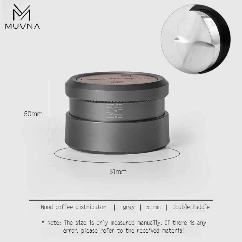 MUVNA Espresso Tamper V2, Slow Rebound Coffee Tamper Steel Ripple Base