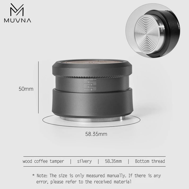 MUVNA Espresso Tamper V2, Slow Rebound Coffee Tamper Steel Ripple Base