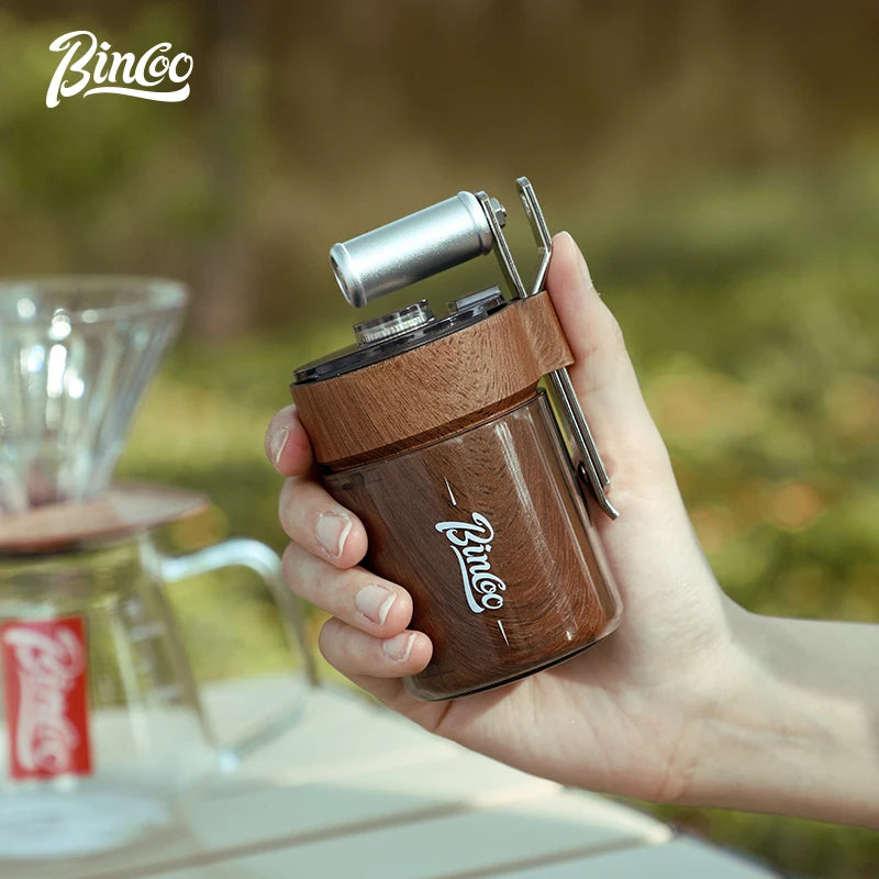 Coffee Bean Grinder Portable Wood Grain Stainless Steel Crank Hand Hand Coffee