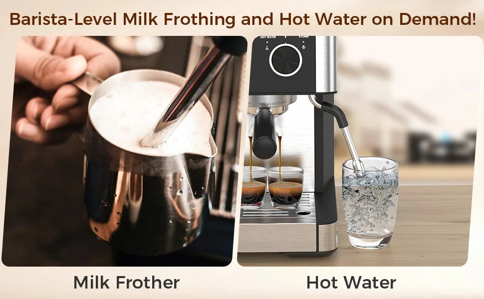 Bar Espresso Coffee Machine with Built-in Anti-Clogging Grinder Expresso Coffee