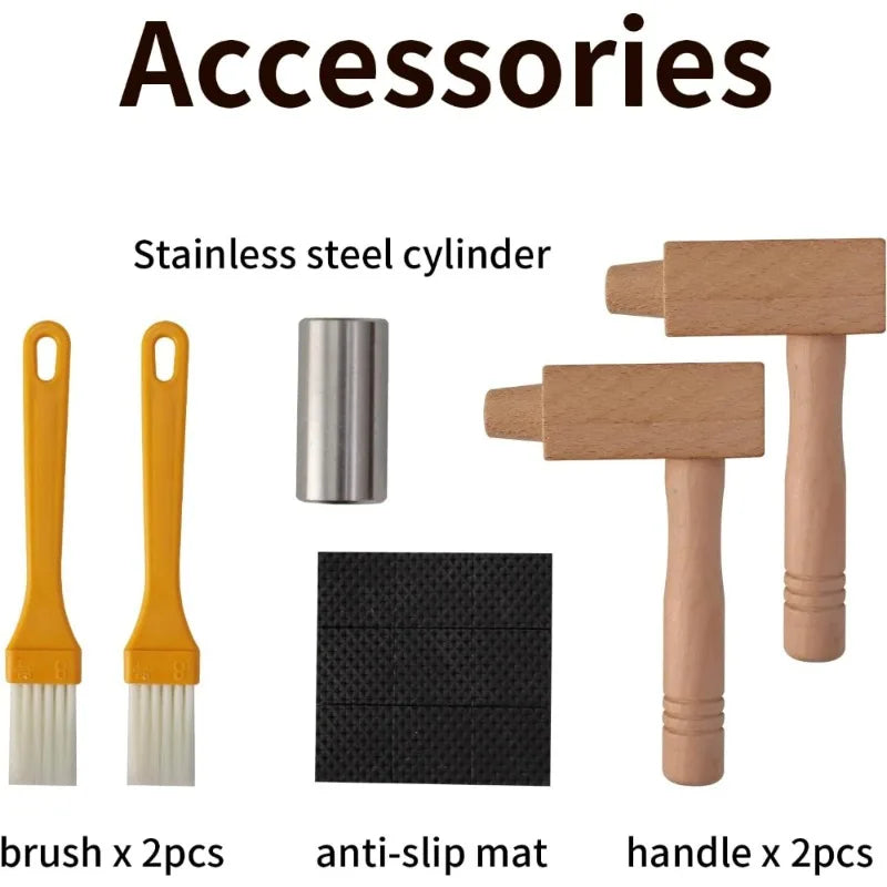 Artisanal Natural Stone Grain Mill with Solid Wood Base Manual Grinder