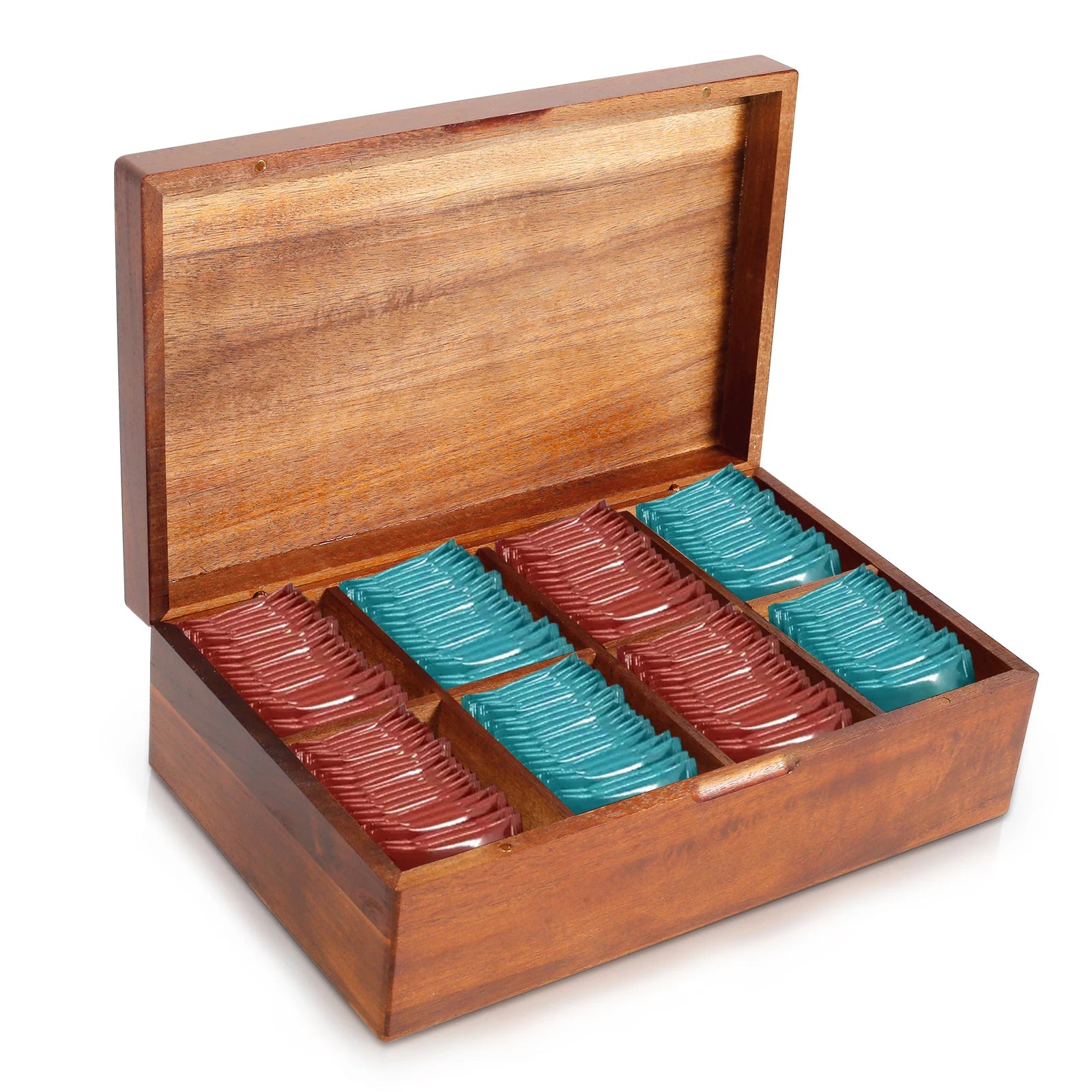 Wooden Tea Box 4/8 Grids Multifunctional Tea Storage Box with Lid Tea Bag Holder