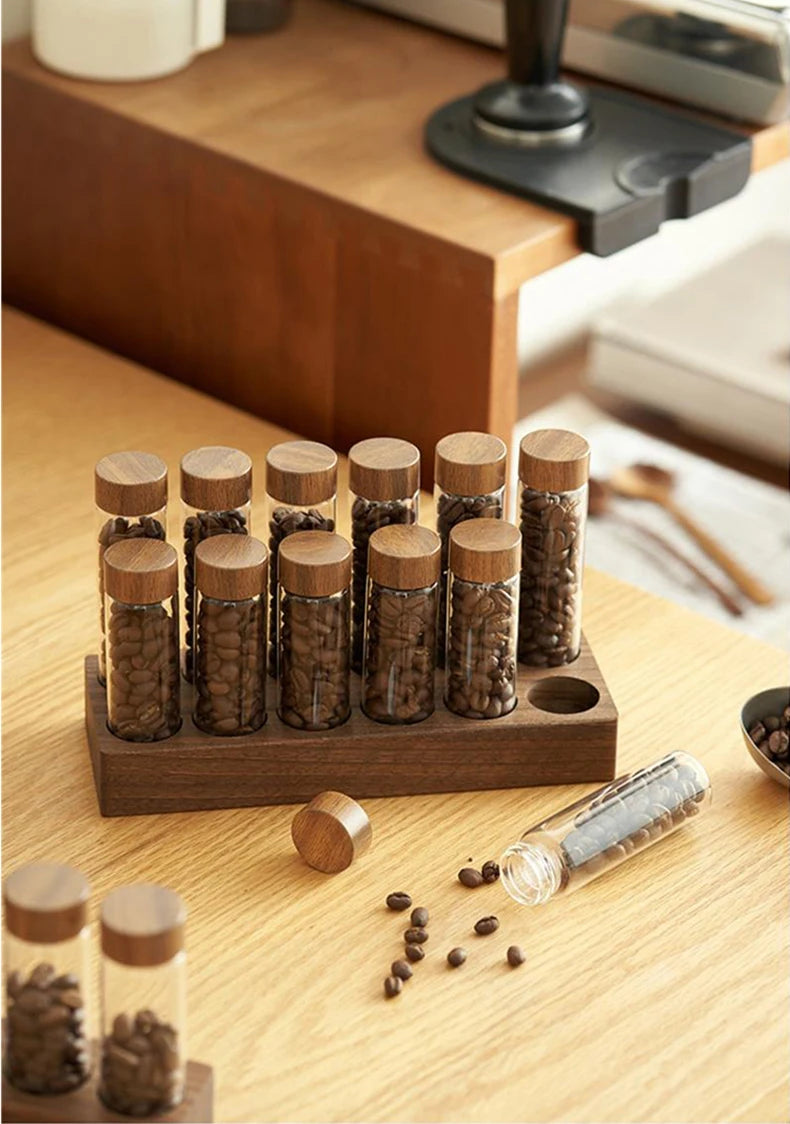 Coffee Beans Storage Container Tube Display Rack Tea Bottle Glass Single Dose