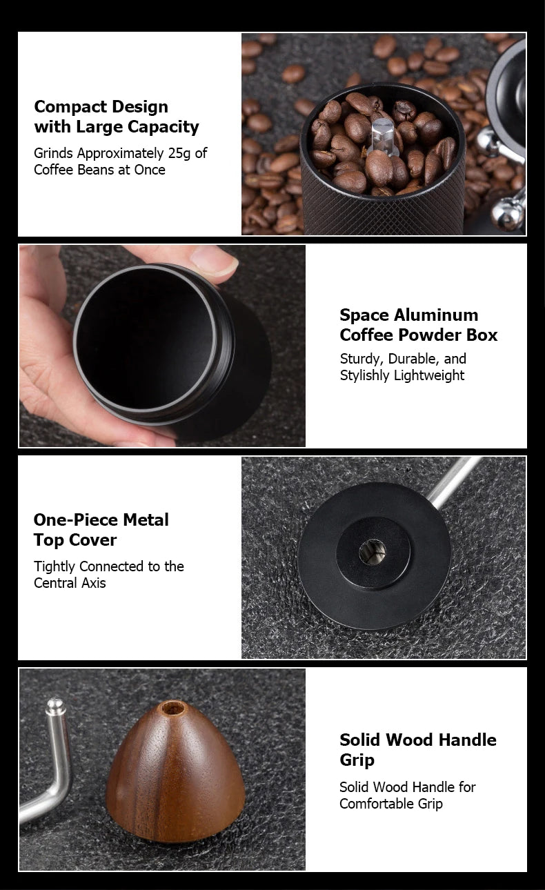 Manual Coffee Grinder Stainless Steel Conical Burr Adjustable Hand Grinder