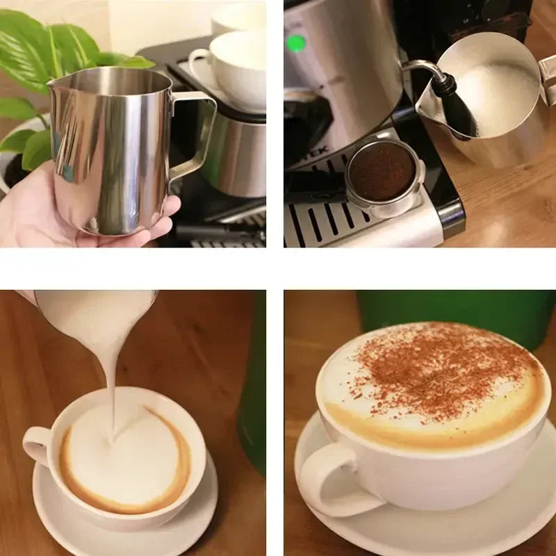 Milk Creamer Frothing Pitcher with Scale Stainless Steel Milk Frother Latte Cup
