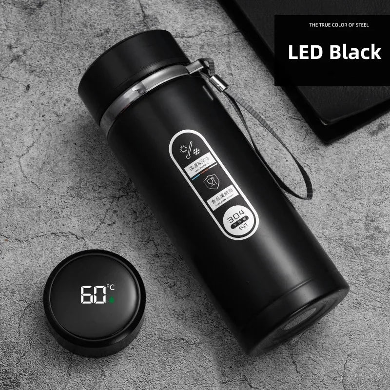 SoftAura Stainless Steel Thermos Bottle LED Temperature Display Portable Cup
