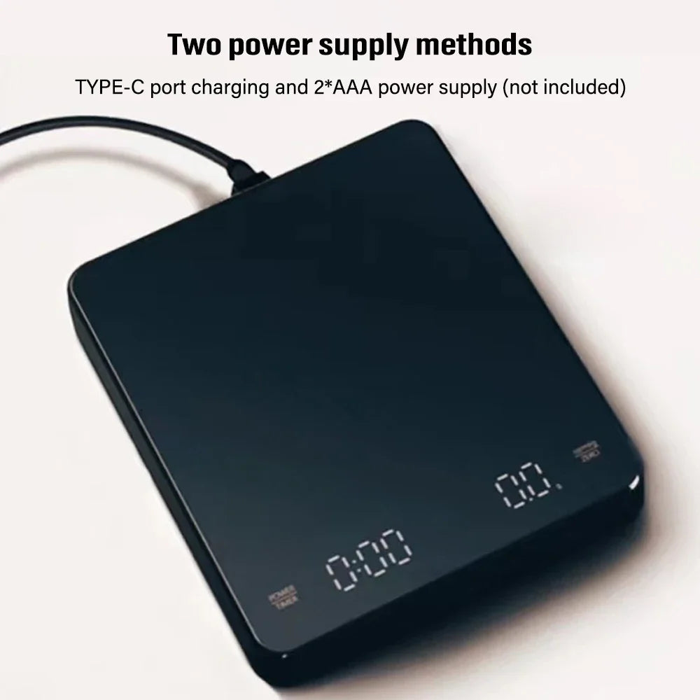 Digital Coffee Scale with Timer LED Screen Espresso USB Rechargeable Scale