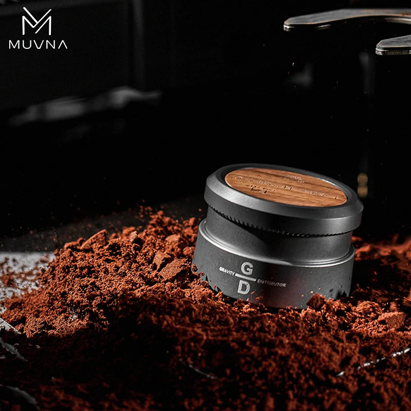 MUVNA Espresso Tamper V2, Slow Rebound Coffee Tamper Steel Ripple Base