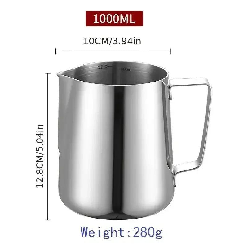 Milk Creamer Frothing Pitcher with Scale Stainless Steel Milk Frother Latte Cup
