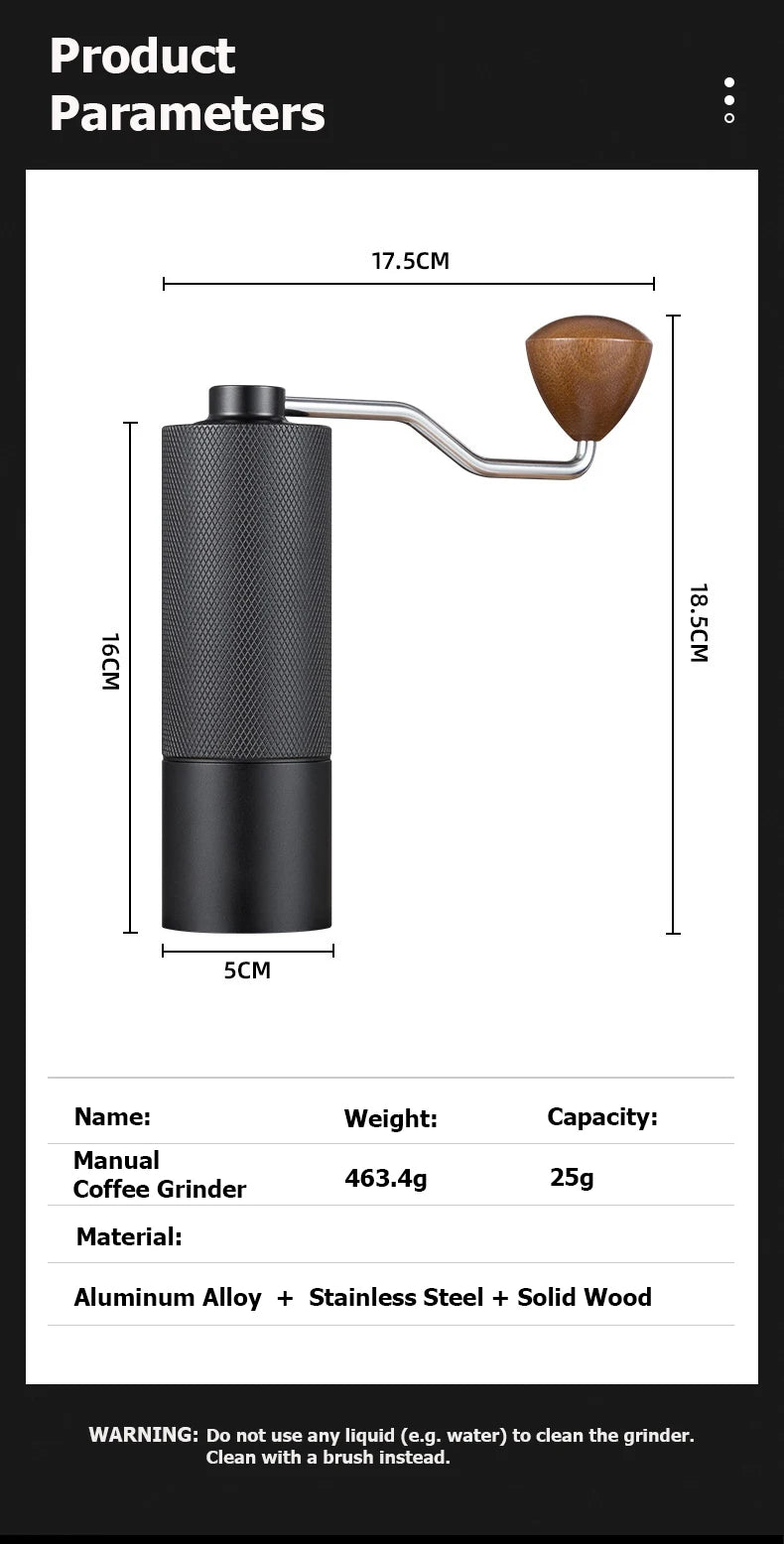 Manual Coffee Grinder Stainless Steel Conical Burr Adjustable Hand Grinder