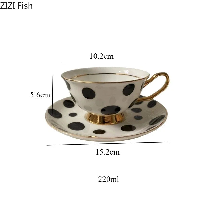 220ml Ceramic Mug Light Luxury Retro Afternoon Tea Coffee Cup Saucer Sets