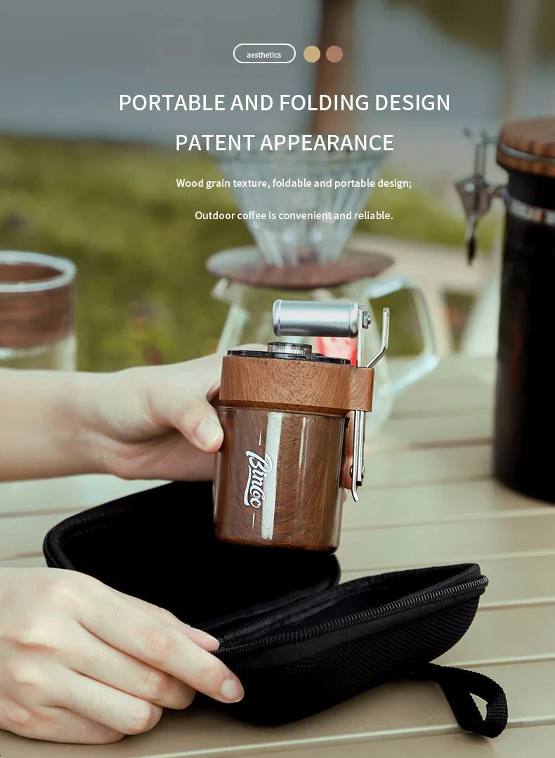 Coffee Bean Grinder Portable Wood Grain Stainless Steel Crank Hand Hand Coffee