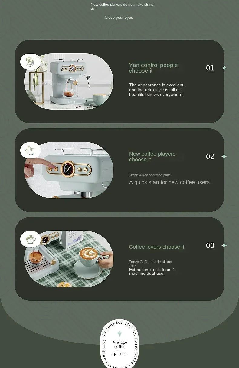Italian coffee machine, household small fully semi-automatic concentrated