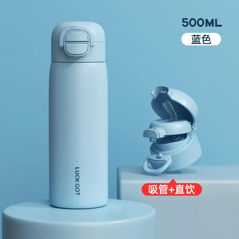 Stainless Steel Insulated Bottle Student Portable Double Drink Bouncing Cup