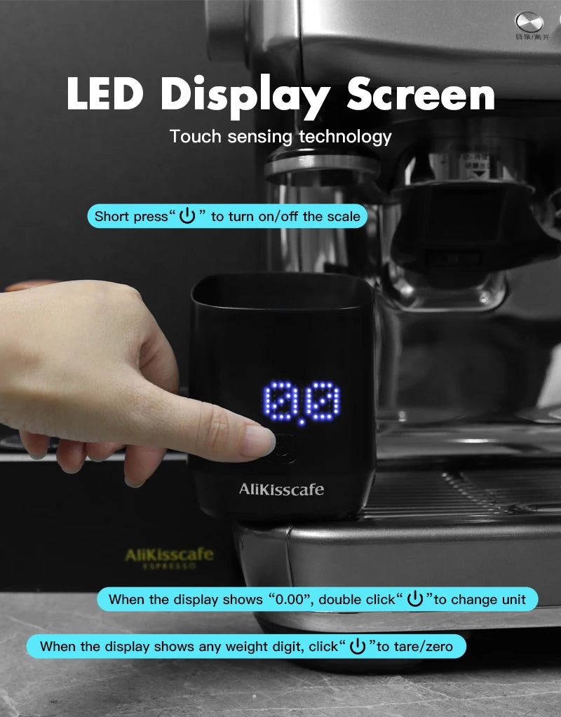 AliKisscafe Digital Dosing Cup Coffee Scale Display Tray Precise Scale Cup