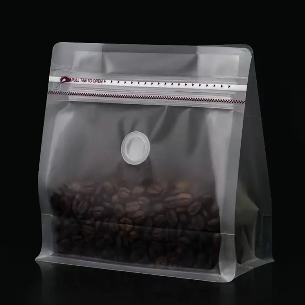 Recyclable Frosted Transparent Matte Coffee Powder Packing Bag with Valve