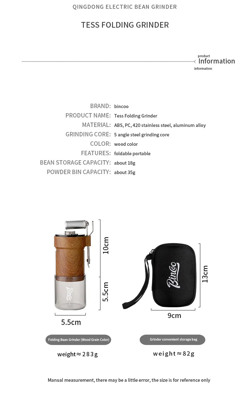 Coffee Bean Grinder Portable Wood Grain Stainless Steel Crank Hand Hand Coffee