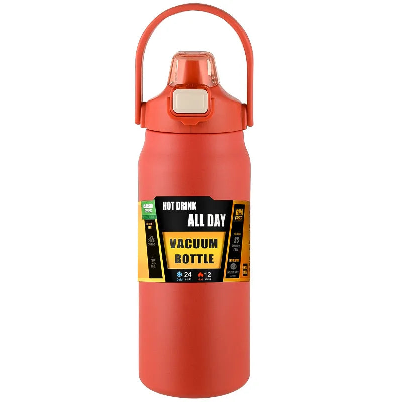 Portable Thermos with Straw 304 Stainless Steel Thermal Mug Tumbler