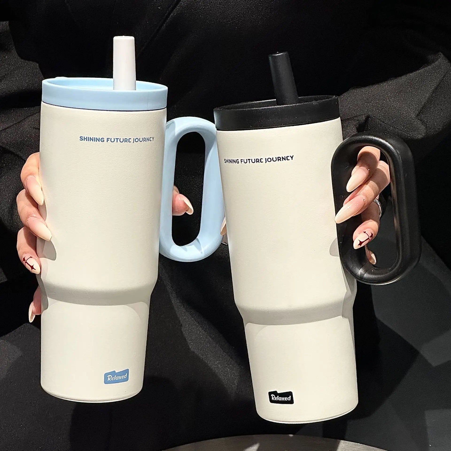 720ML Stainless Steel Thermos Cup with Straw Handle Ice Coffee Drink Vacuum