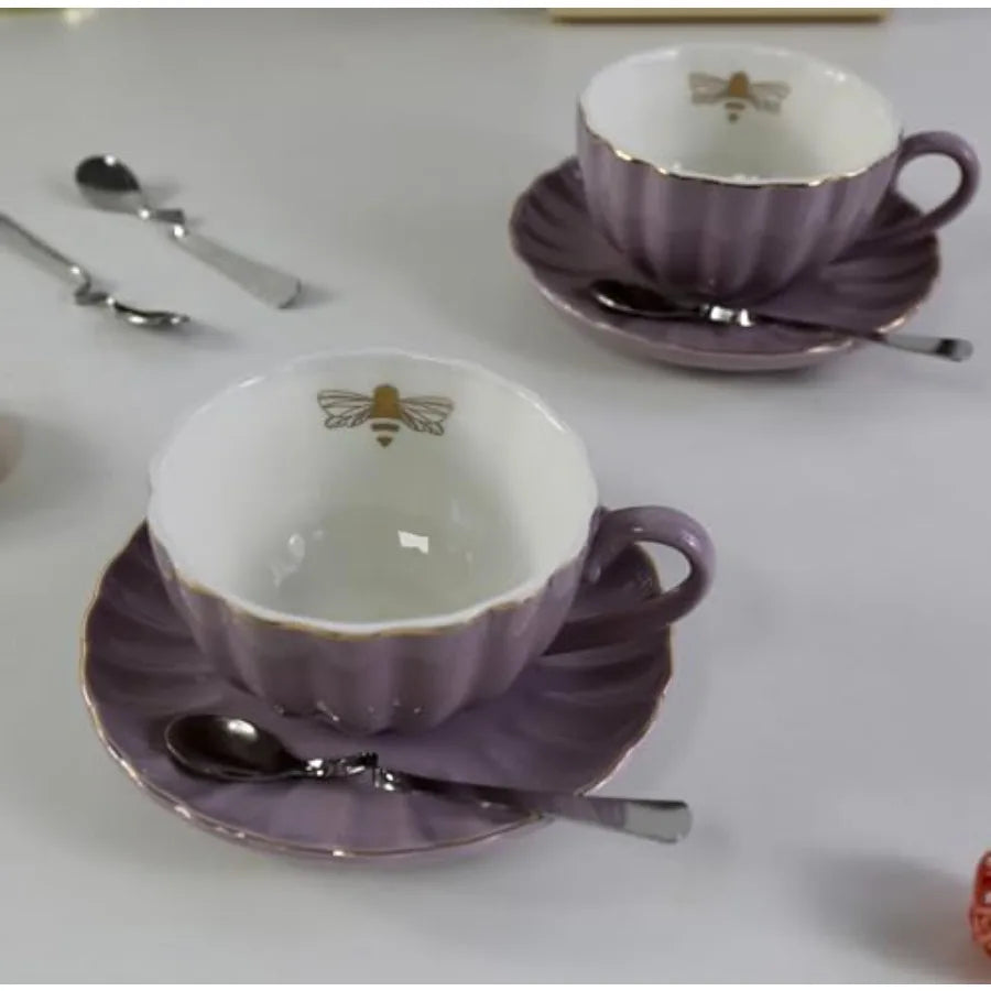 YBK Tech Strengthen Porcelain Cup and Saucer Set, 9oz Cup with Saucer Cup