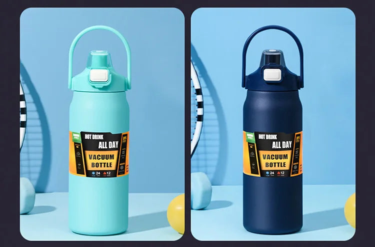 Portable Thermos with Straw 304 Stainless Steel Thermal Mug Tumbler