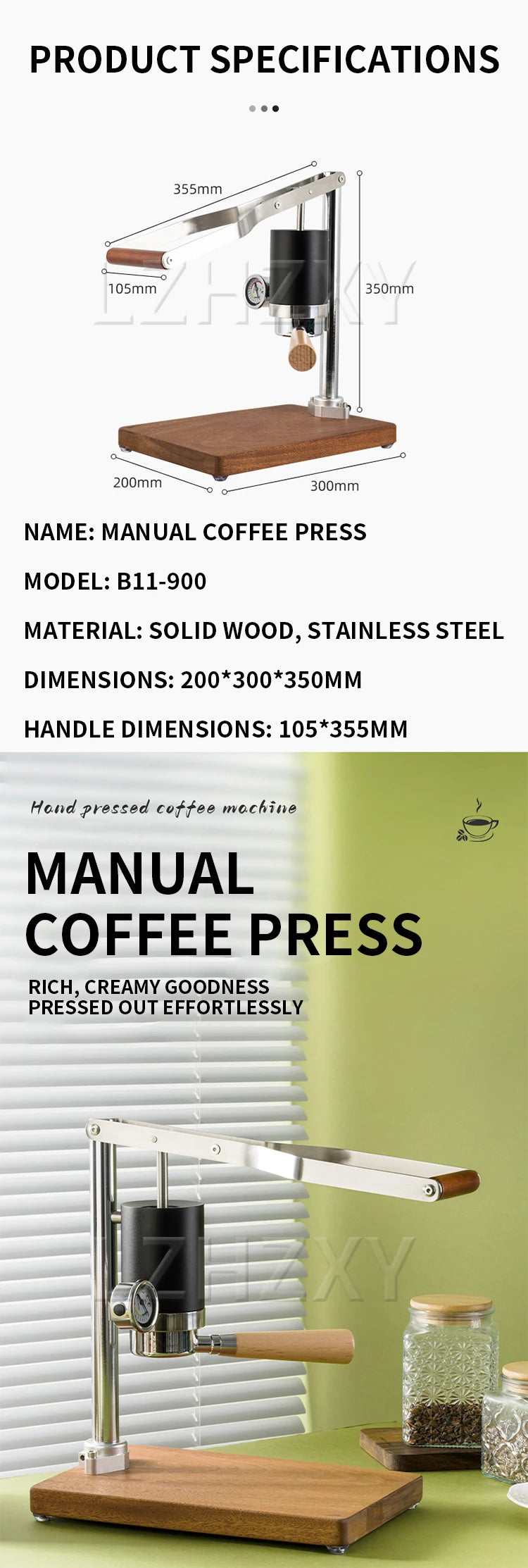 Manual Espresso Machine Retro Design High-Pressure Extraction Rich Oil Content