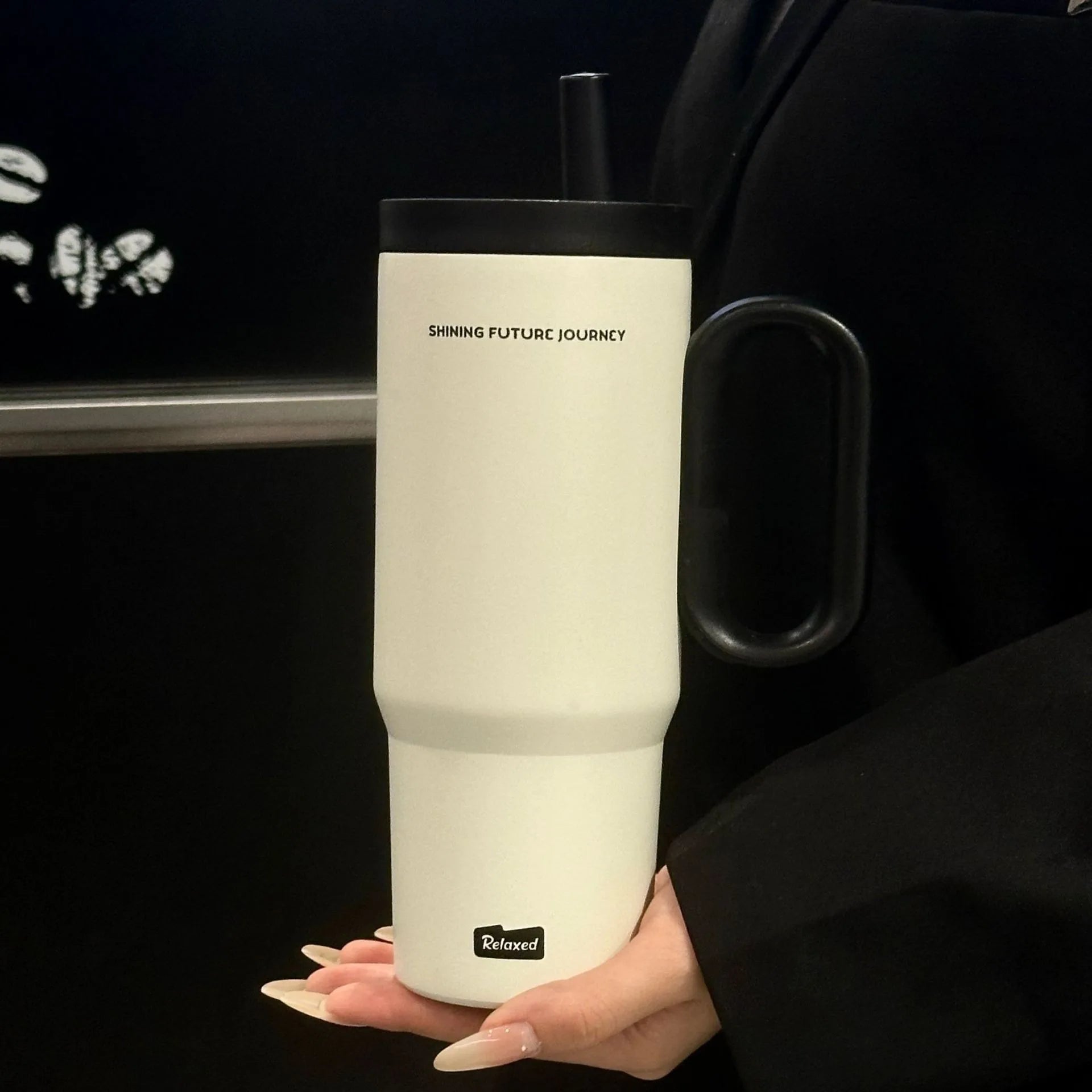720ML Stainless Steel Thermos Cup with Straw Handle Ice Coffee Drink Vacuum