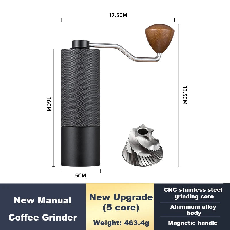 Manual Coffee Grinder Stainless Steel Conical Burr Adjustable Hand Grinder