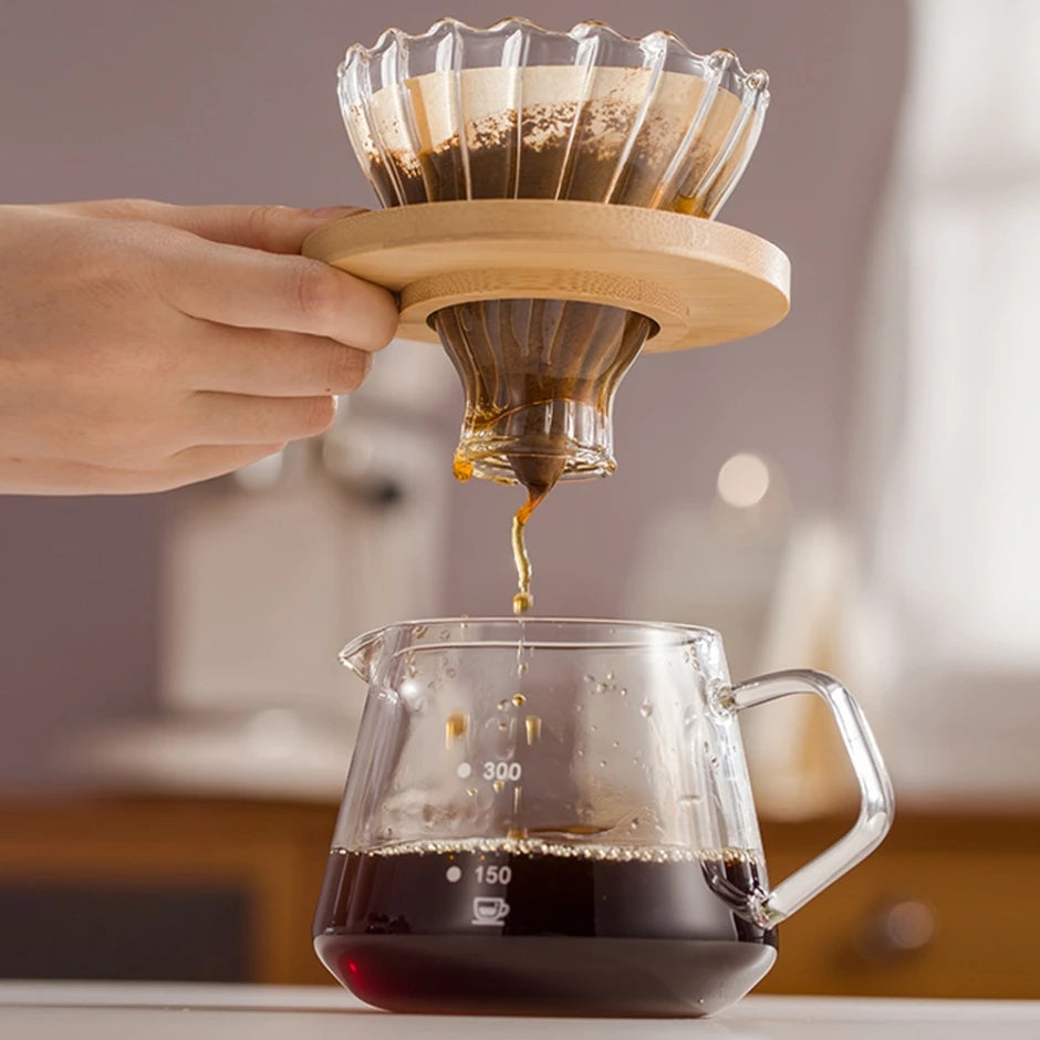 Pour Over Coffee Maker Set Glass Pot With Filter Coffee Dripper Brewer