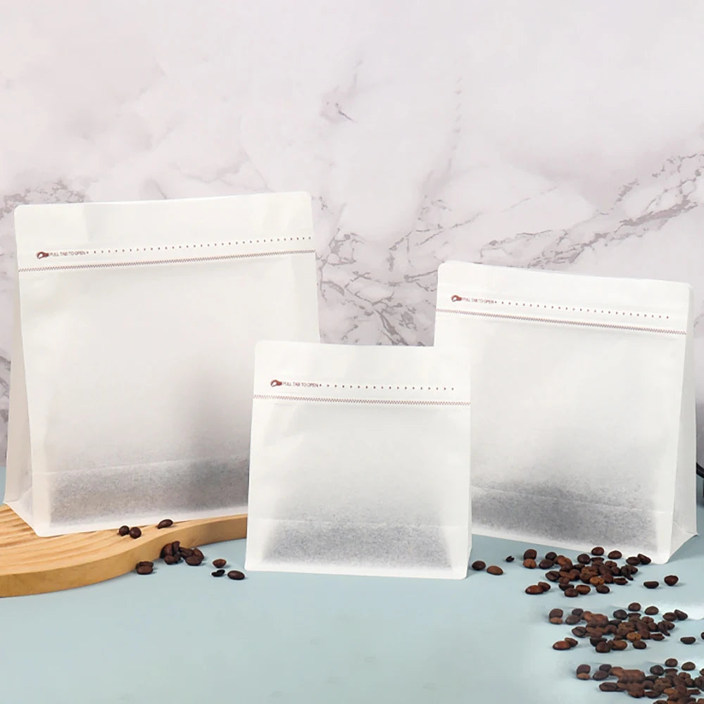 Recyclable Frosted Transparent Matte Coffee Powder Packing Bag with Valve
