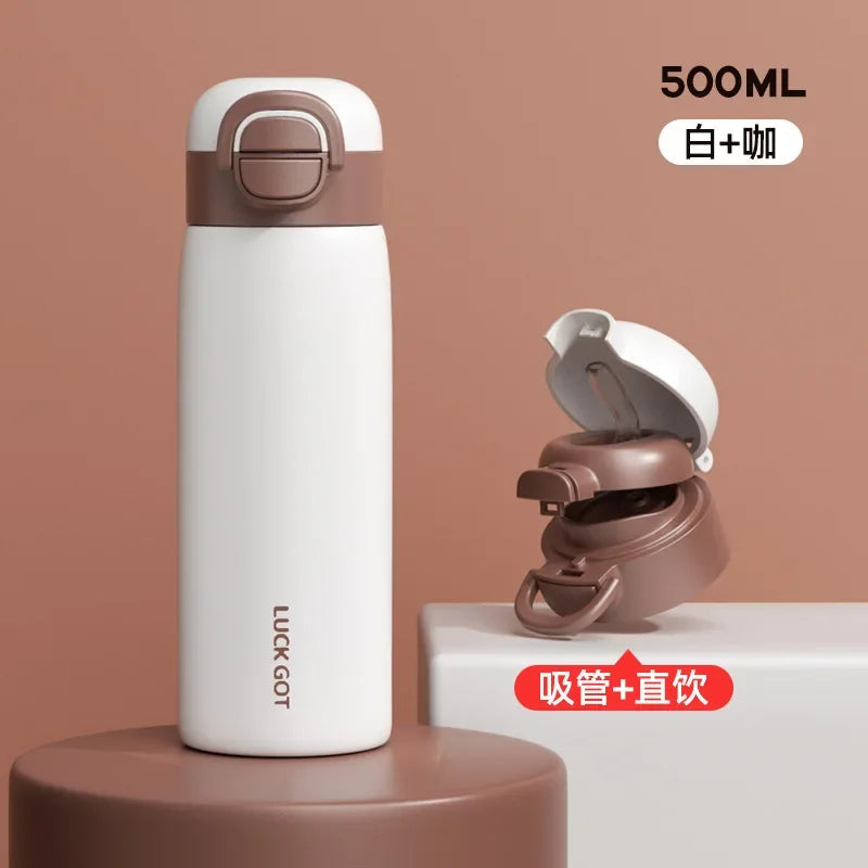 Stainless Steel Insulated Bottle Student Portable Double Drink Bouncing Cup
