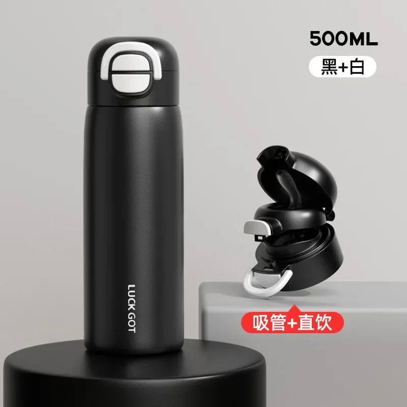 Stainless Steel Insulated Bottle Student Portable Double Drink Bouncing Cup