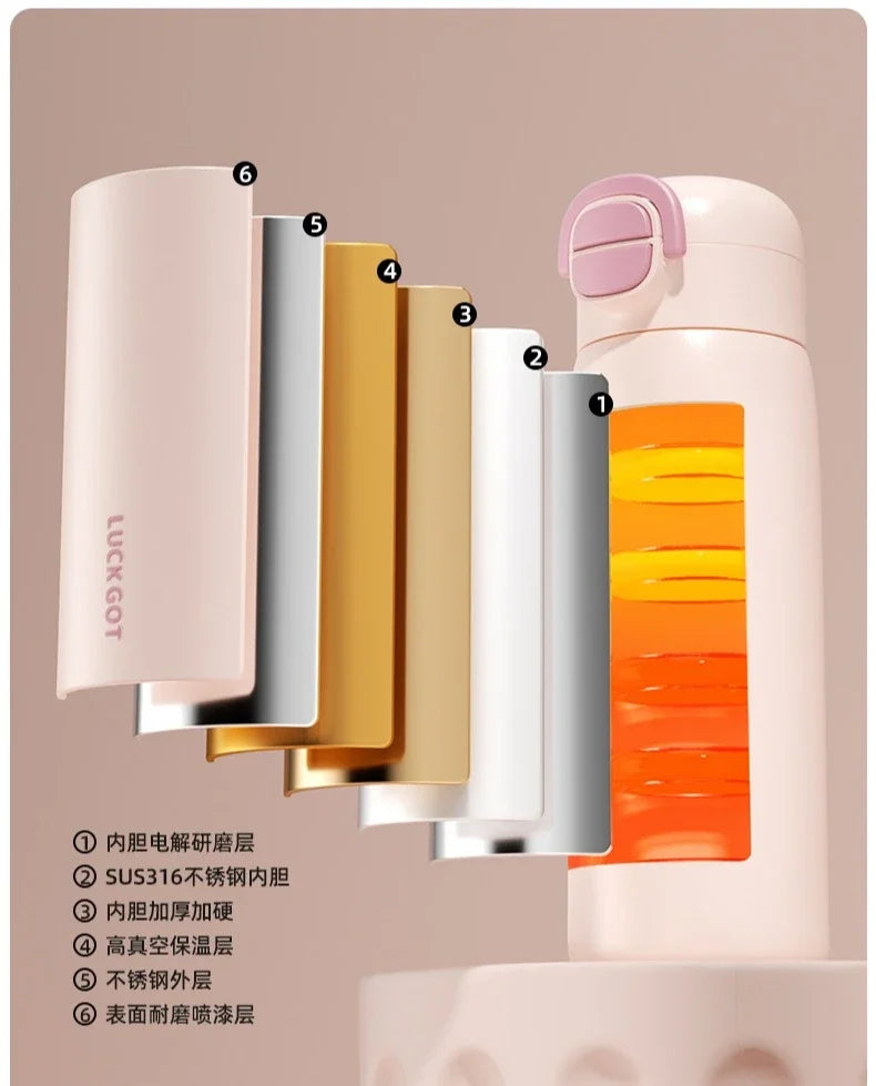 Stainless Steel Insulated Bottle Student Portable Double Drink Bouncing Cup