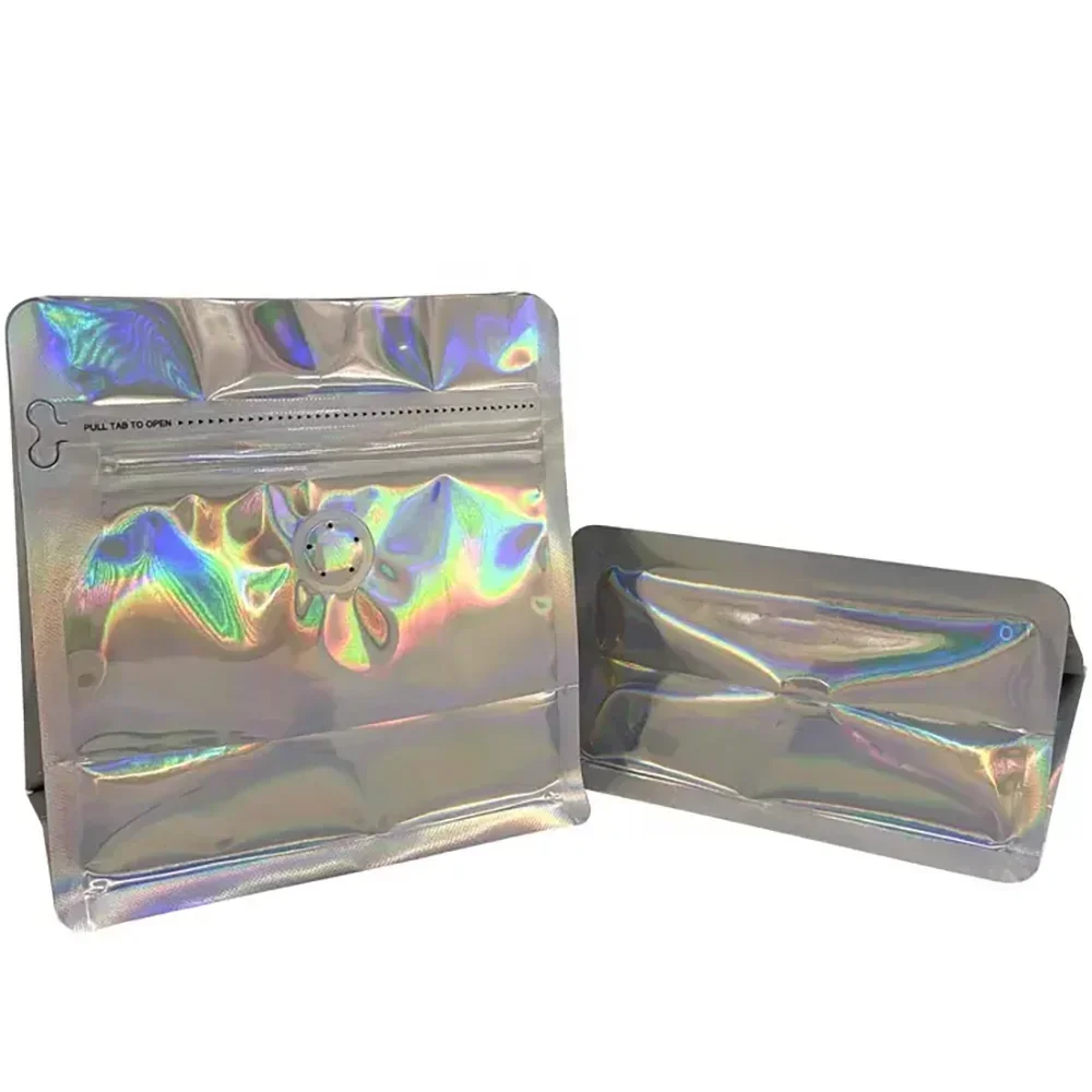 Holographic Coffee Bean Powder with ValveTea Storage Bag Mylar Packaging