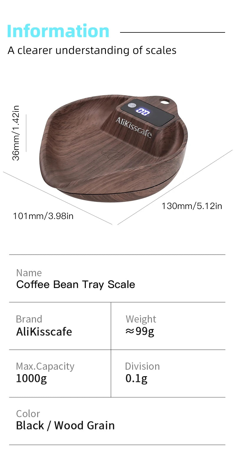 AliKisscafe Coffee Scale Electronic Bean Measuring Scale ABS Espresso Weighing