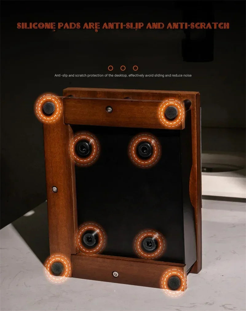 Wooden Coffee Tamper Station Stand with Knock Box Coffee Organizer Box