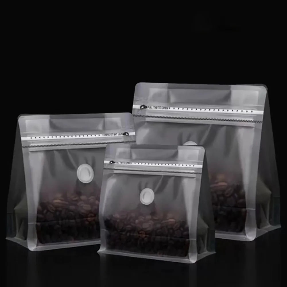 Recyclable Frosted Transparent Matte Coffee Powder Packing Bag with Valve