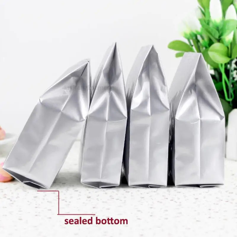 Top Open Silver Color Aluminum Foil Heat Seal Vacuum Food Packing Gusset Bag