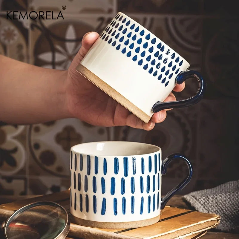 KEMORELA 1PCS 450ML Nordic Ceramic Cup Coffee Milk Mug with Handle Cup