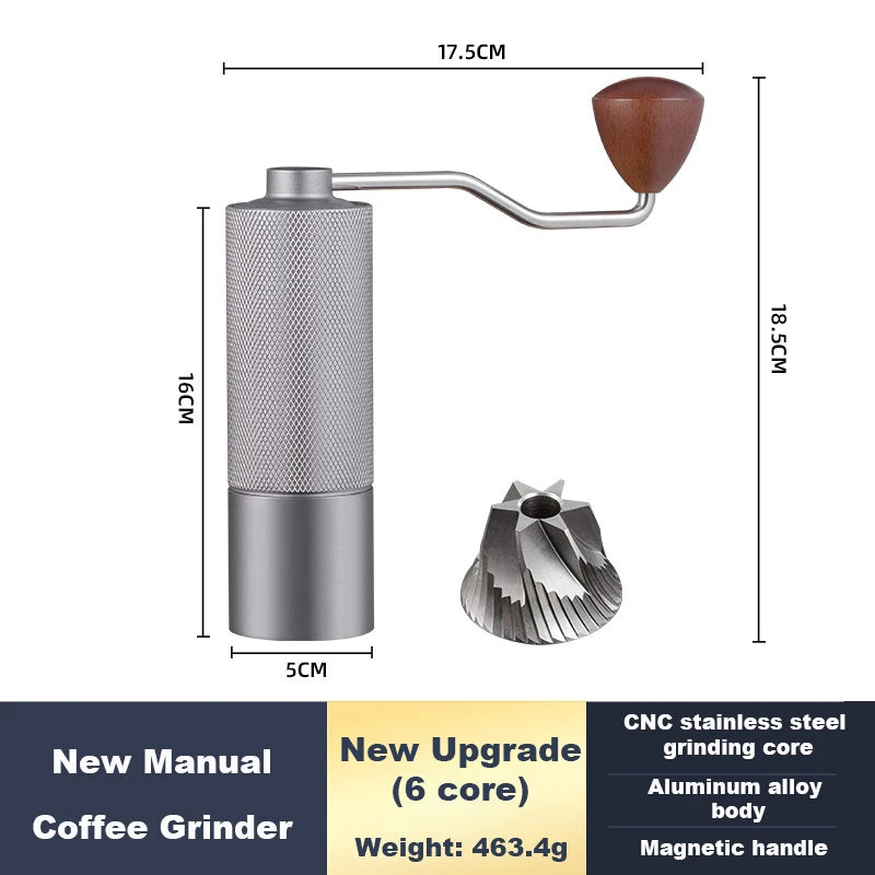 Manual Coffee Grinder Stainless Steel Conical Burr Adjustable Hand Grinder